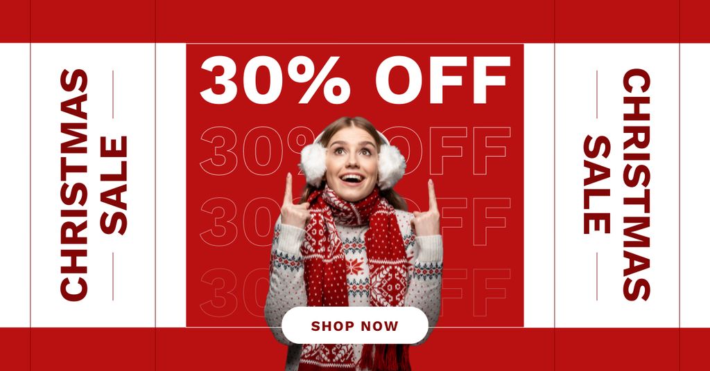 Template di design Christmas Sale of Clothes Red Facebook AD