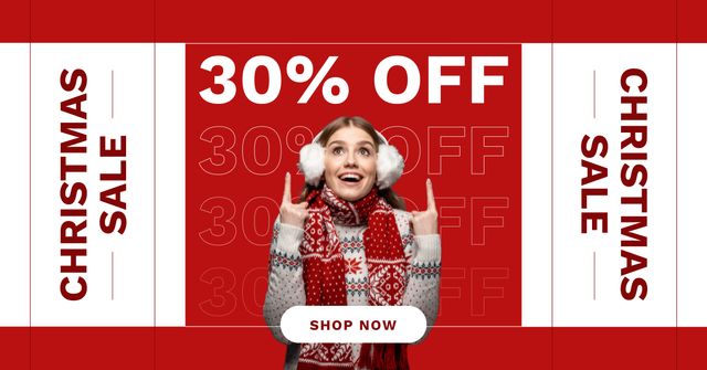 Christmas Sale of Clothes Red Facebook AD Πρότυπο σχεδίασης