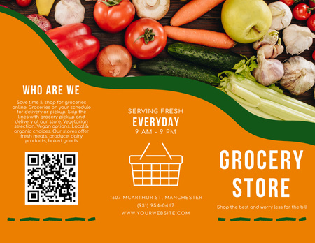 Fresh Fruits And Veggies Shop Promotion Brochure 8.5x11in Design Template