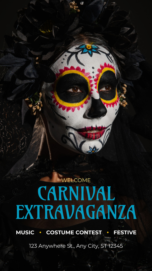 Designvorlage Unforgettable Carnival Extravaganza With Costume Contest für Instagram Story
