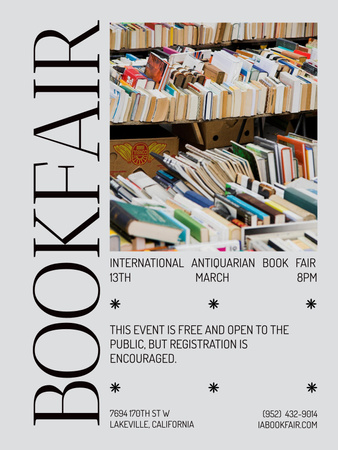 Book Fair Announcement Poster US Modelo de Design