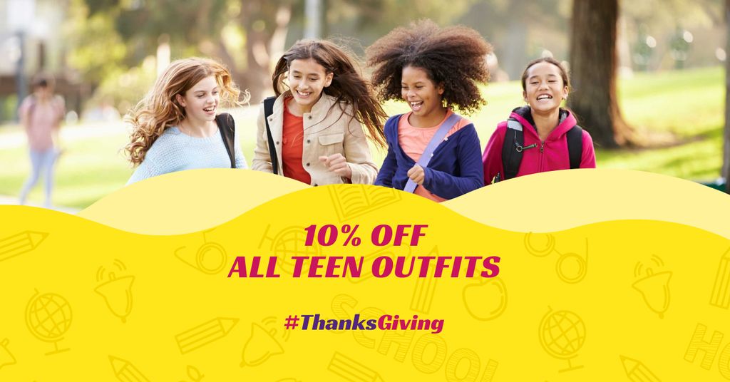 Template di design Thanksgiving Day Offer with Teenagers Facebook AD