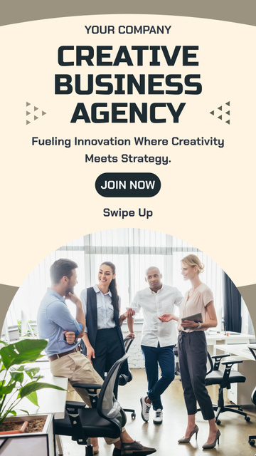 Offer of Creative Business Agency Services with Team of Workers Instagram Story Design Template