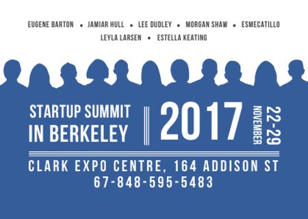 Startup Summit Announcement Businesspeople Silhouettes Postcard Modelo de Design
