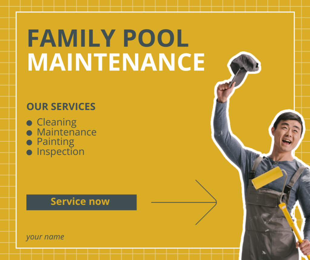 Ontwerpsjabloon van Facebook van Family Pool Cleaning and Maintenance Offer