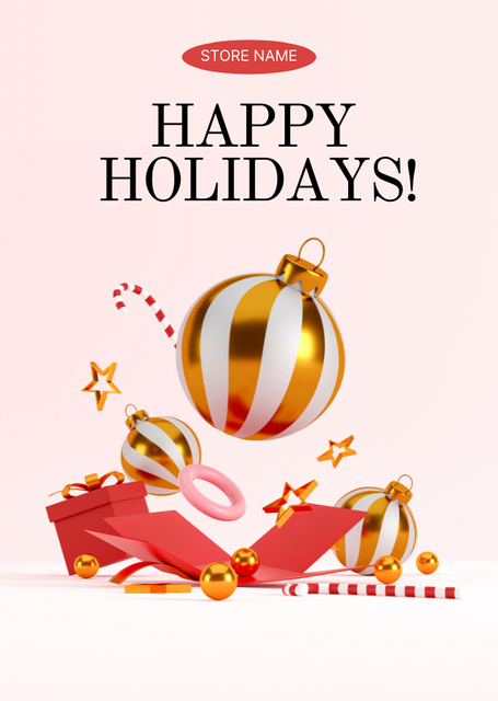 Christmas Holiday Greeting with Holiday Decor Postcard A6 Vertical – шаблон для дизайну
