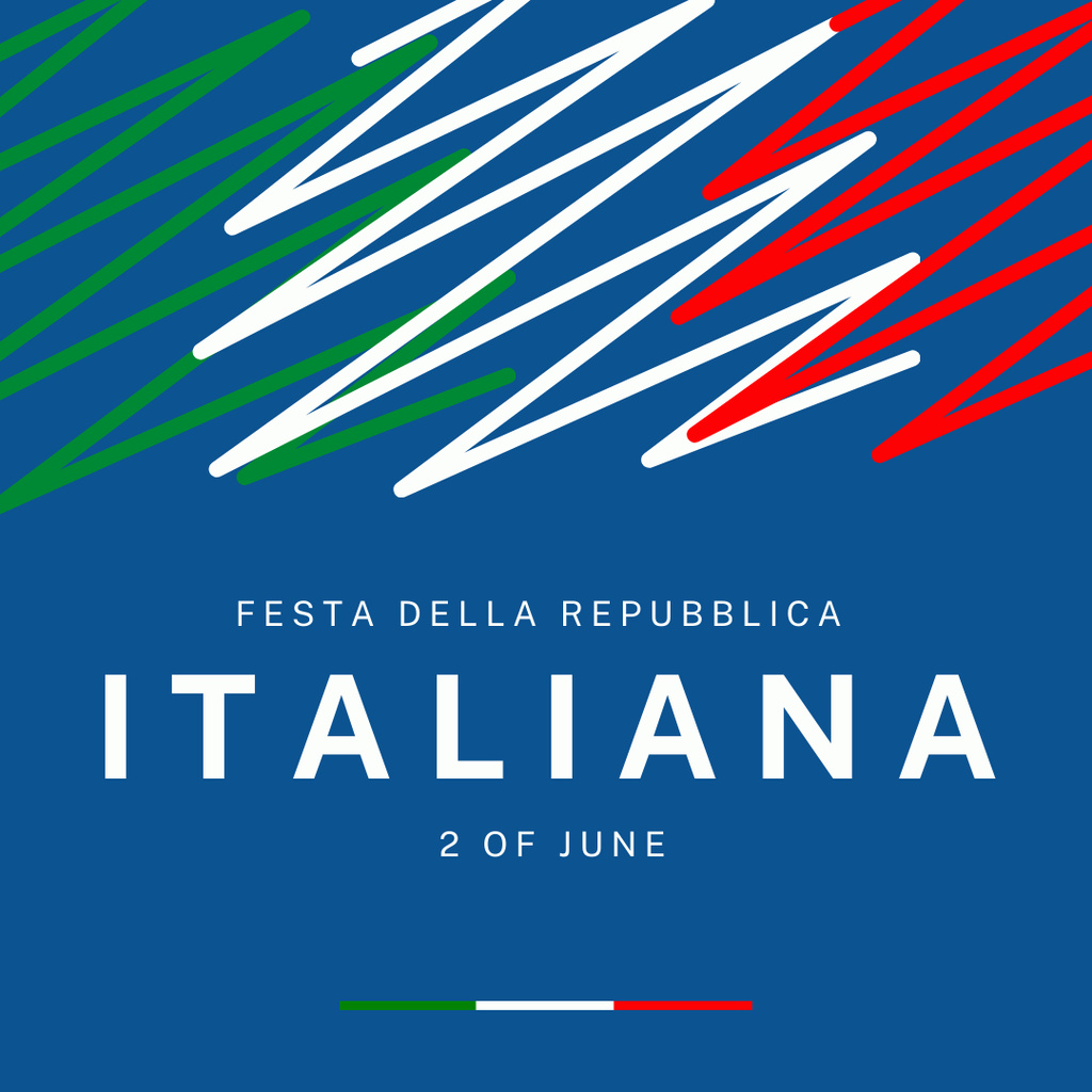 Republic of Italy Day Celebration Ad on Blue Background Instagram Modelo de Design
