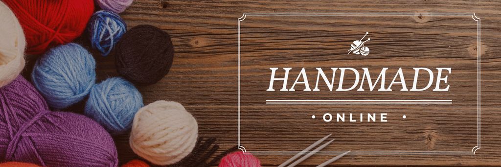 Knitting Handmade Online with Yarn Twitter tervezősablon
