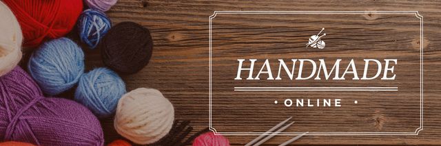 handmade online banner with yarn Twitter – шаблон для дизайну