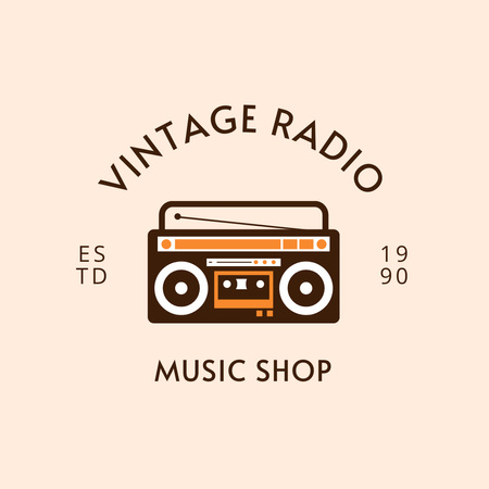 Advertisement for Vintage Music Store with Radio Logo 1080x1080px Design Template