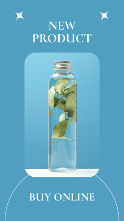 nová reklama na kosmetické výrobky se zelenou větví v láhvi Instagram Story Šablona návrhu