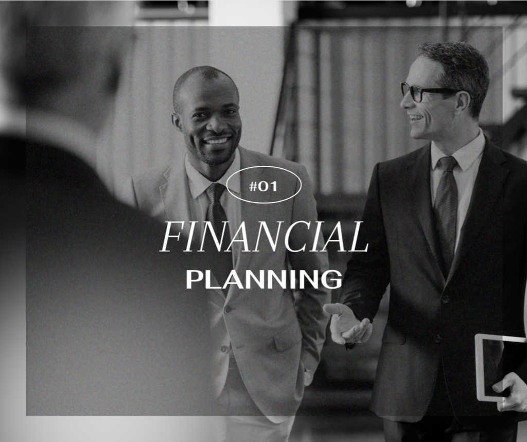 Smiling Businessmen for Financial Planning Facebook Šablona návrhu