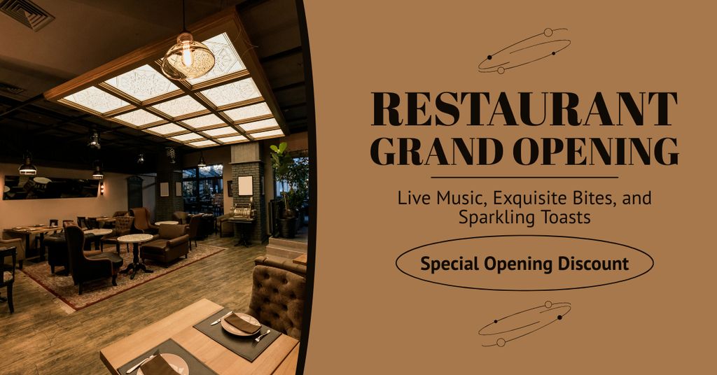 Ontwerpsjabloon van Facebook AD van Restaurant Grand Opening Event With Special Discount
