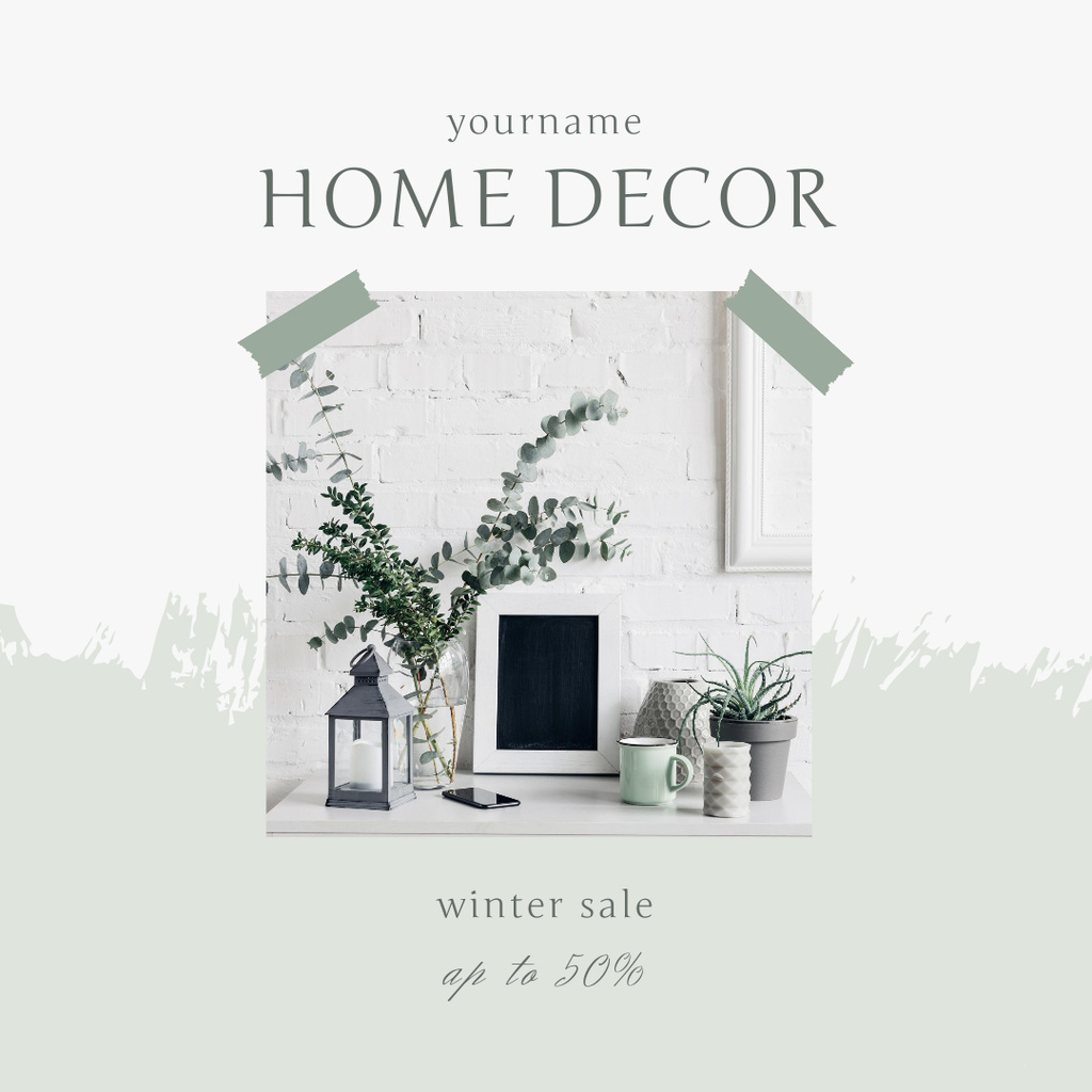 Announcement of Winter Discount on Home Decor Instagram AD – шаблон для дизайну