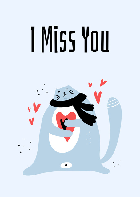 Plantilla de diseño de Cute Phrase with Adorable Cat Postcard A6 Vertical 