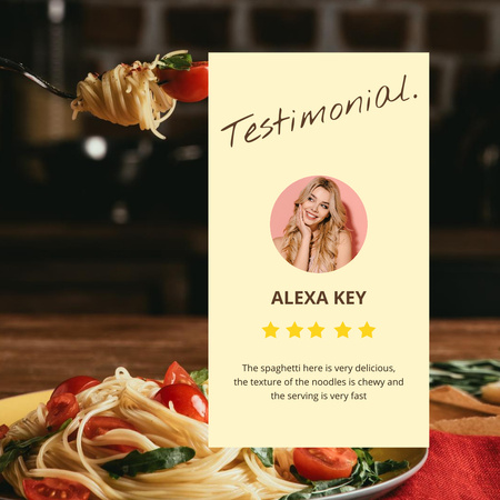 Cherry Tomato Pasta Testimonial Instagram Design Template