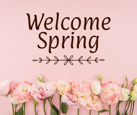 Spring Tender Flowers on Pink Facebook Design Template