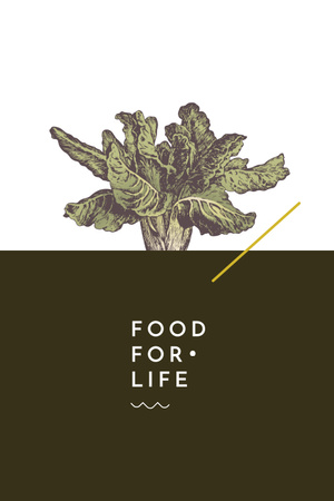 Plantilla de diseño de anuncio de comida con ilustración de col Pinterest 