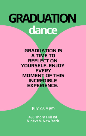 Graduation Party with Dancing Announcement on Green Invitation 4.6x7.2in Design Template