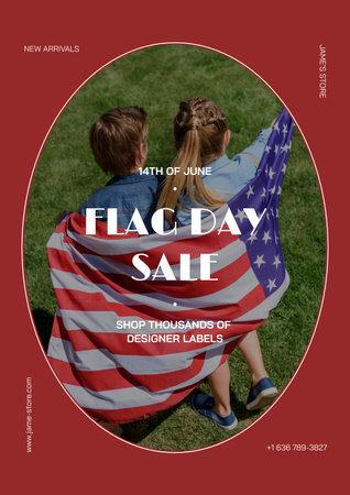 Flag Day Sale Announcement Poster tervezősablon