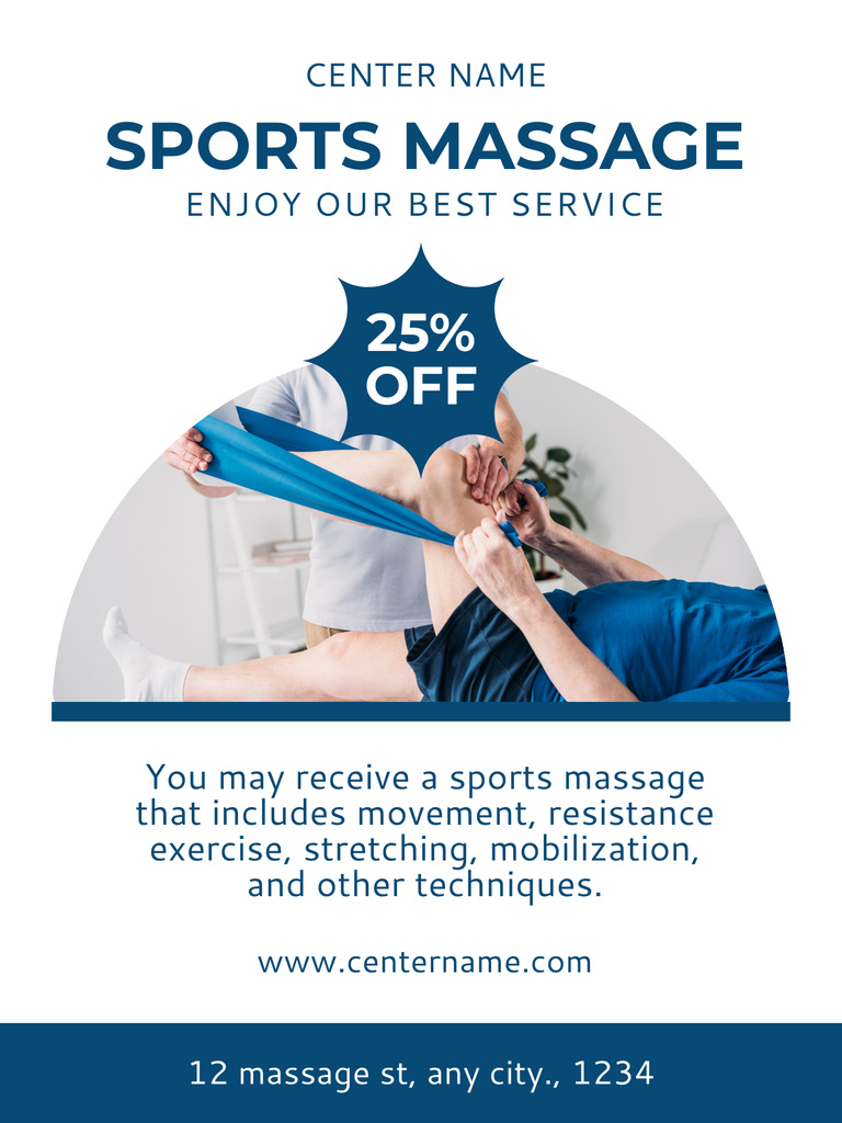 Discount Offer on Sports Massage Poster US Πρότυπο σχεδίασης