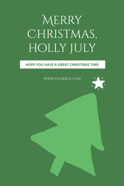 Christmas in July Greeting Card on Simple Green Layout Postcard 4x6in Verticalデザインテンプレート