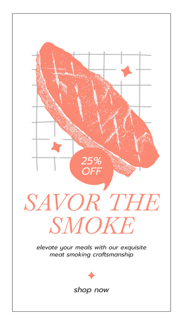 Designvorlage Meat Smoking Services and Steaks for BBQ für Instagram Story