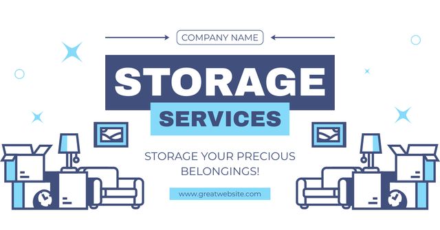 Offer of Storage Services with Illustration of Furniture Facebook AD – шаблон для дизайна