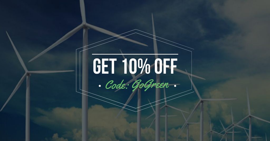 Discount Offer with Wind Turbine Farm Facebook AD Design Template