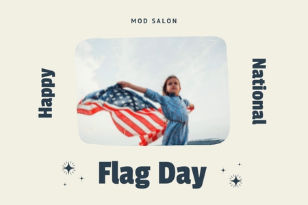 Modèle de visuel Salutation du jour du drapeau national des États-Unis avec un petit enfant - Postcard 4x6in