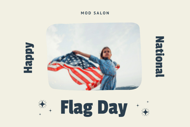 USA National Flag Day Greeting with Little Kid Postcard 4x6in Design Template
