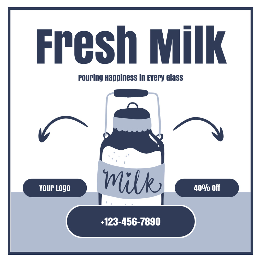 Designvorlage Offer Discounts on Farm Milk für Instagram AD