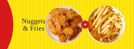 Fast food menu offer nuggets and fries Facebook cover Design Template