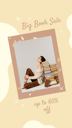 Sale Announcement with Big Stack of Books Instagram Storyデザインテンプレート