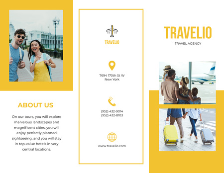 Template di design Offerta agenzia di viaggi su giallo Brochure 8.5x11in