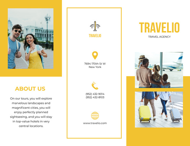 Travel Agency Offer on Yellow Brochure 8.5x11in Πρότυπο σχεδίασης