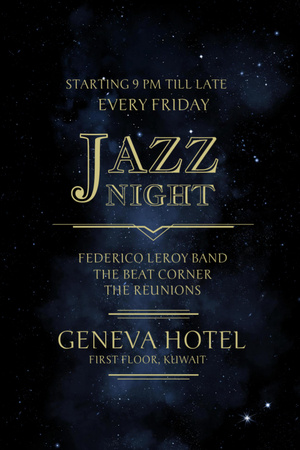 Jazz Night Invitation on Night Sky Flyer 4x6in Design Template