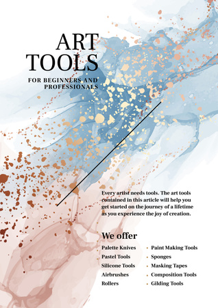 Designvorlage Art tools Offer with Watercolor stains für Poster