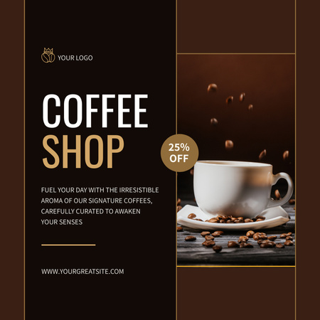 Designvorlage Aromatischer Kaffee zu reduzierten Preisen im Coffee Shop für Instagram