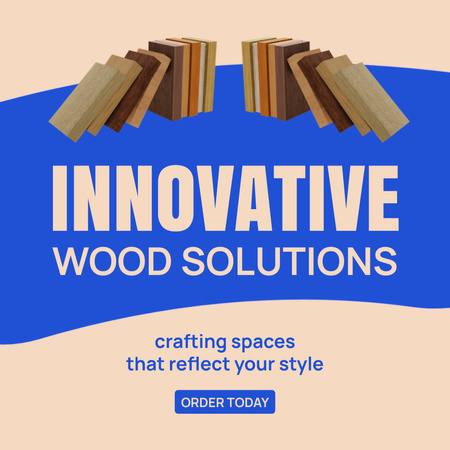 Awesome Woodwork Service Offer With Wood Samples Animated Post Design Template