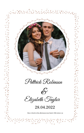 Wedding Announcement with Happy Newlyweds Invitation 4.6x7.2in Design Template