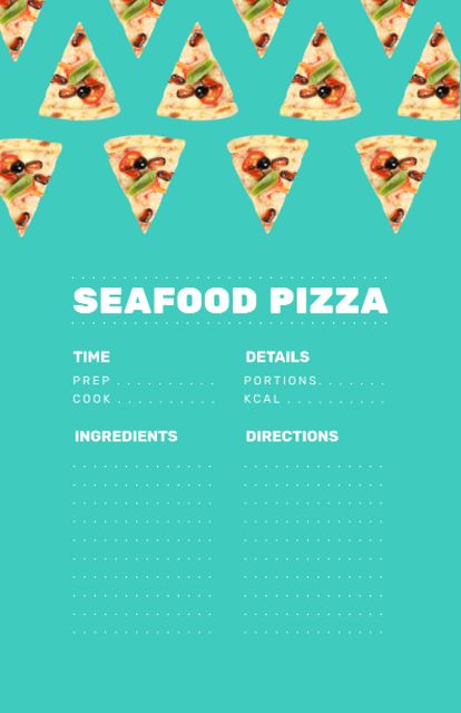 Seafood Pizza Cooking Steps Recipe Card – шаблон для дизайну
