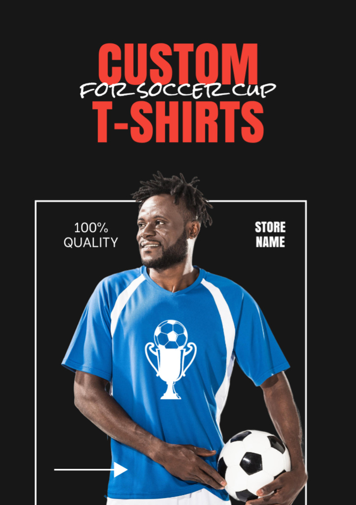 Soccer Player in Custom Quality Apparel Flyer A7 Design Template