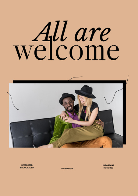 Inspirational Phrase with Diverse Multiracial People Poster A3デザインテンプレート