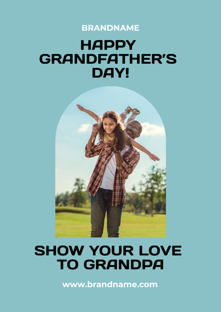 Happy Grandfathers Day with African American People Poster A3 Design Template