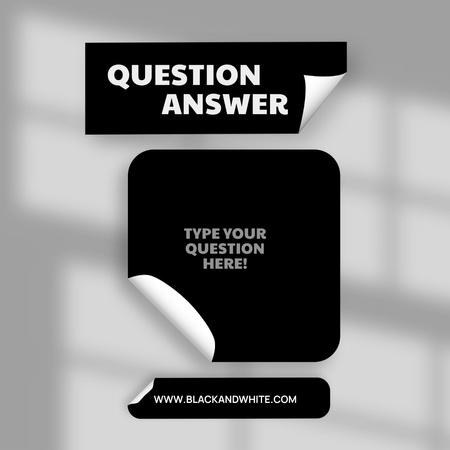 Kérdések és válaszok értesítés fekete színben Instagram tervezősablon
