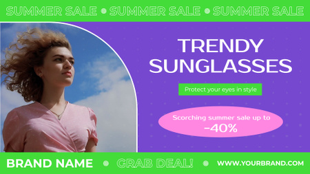 Модные солнцезащитные очки со скидкой летом Full HD video – шаблон для дизайна