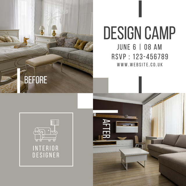 Designvorlage Design Camp for Interior Designers für Instagram AD