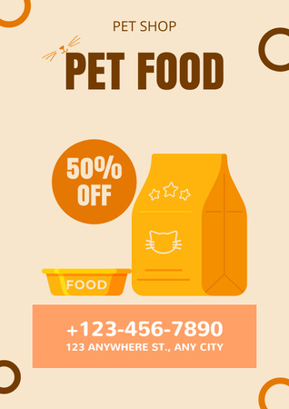 Plantilla de diseño de Las mejores ofertas de alimentos para mascotas Poster 