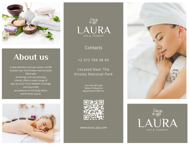 Spa Services Offer with Beautiful Woman Brochure 8.5x11inデザインテンプレート